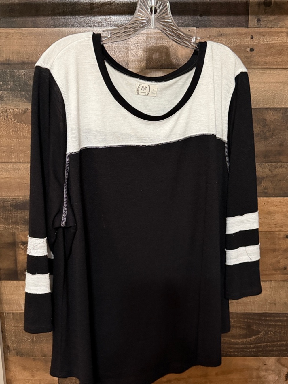 Maurices Black and White Colorblock Long Sleeve Tee